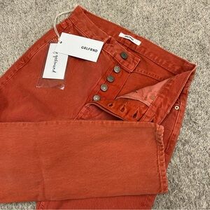 GRLFRND The Karolina Jeans Women’s 24 Button Fly Red Skinny High Rise New NWT